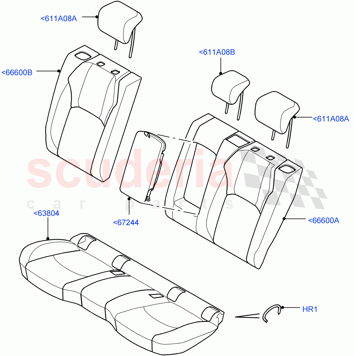 Rear Seat Covers (Windsor Sport Leather Perforated, Changsu (China), With 60/40 Split - Folding Rr Seat) ((V) FROMGG134738) of Land Rover Land Rover Range Rover Evoque (2012-2018) [2.0 Turbo Diesel]