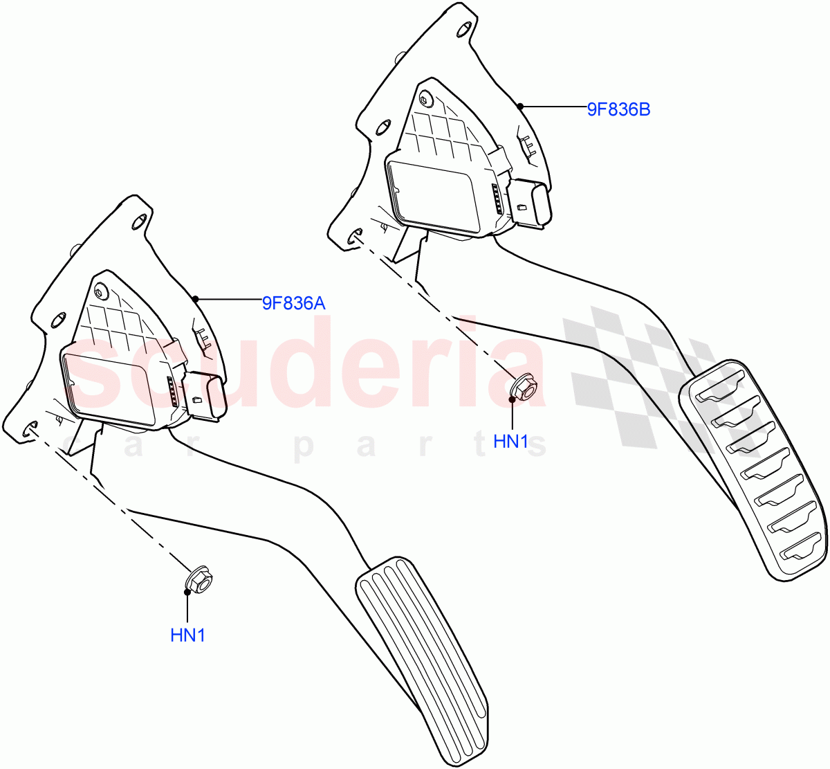 Accelerator/Injection Pump Controls (2.0L AJ20P4 Petrol Mid PTA, Changsu (China)) of Land Rover Land Rover Range Rover Evoque (2019+) [2.0 Turbo Petrol AJ200P]