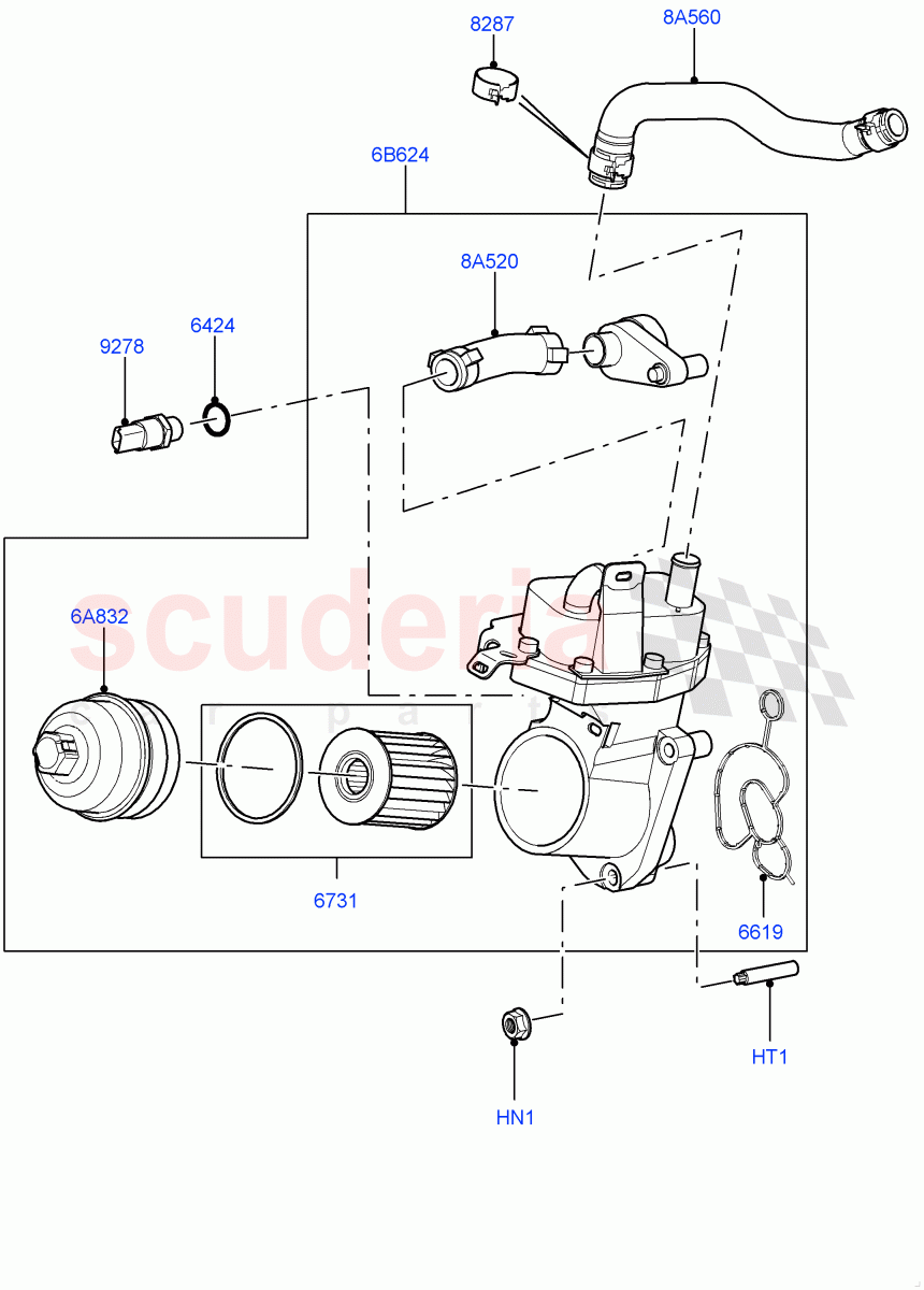 Oil Cooler And Filter(2.2L DOHC EFI TC DW12,2.2L CR DI 16V Diesel) of Land Rover Land Rover Range Rover Evoque (2012-2018) [2.2 Single Turbo Diesel]