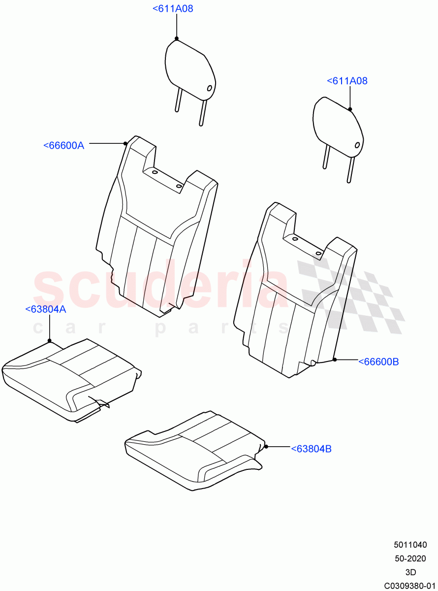 Rear Seat Covers(Nitra Plant Build)(Teleto Twill Technical Textile,With 3rd Row Double Seat,With Third Row Power Folding Seat)((V)FROMM2000001) of Land Rover Land Rover Discovery 5 (2017+) [2.0 Turbo Diesel]