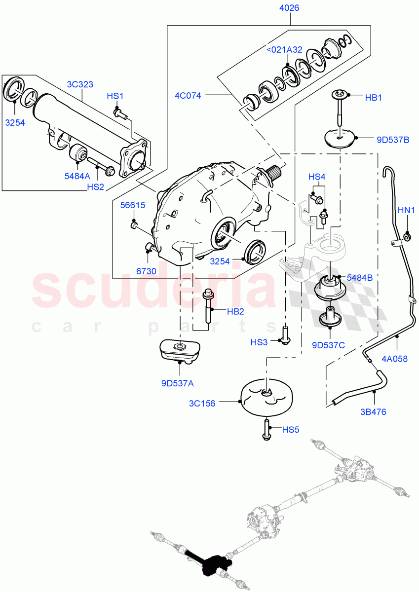Front Axle Case (Solihull Plant Build) (3.0 V6 D Low MT ROW, 3.0 V6 D Gen2 Twin Turbo, 2.0L I4 DSL MID DOHC AJ200, 2.0L I4 DSL HIGH DOHC AJ200, 3.0 V6 D Gen2 Mono Turbo) ((V) FROMHA000001) of Land Rover Land Rover Discovery 5 (2017+) [3.0 Diesel 24V DOHC TC]