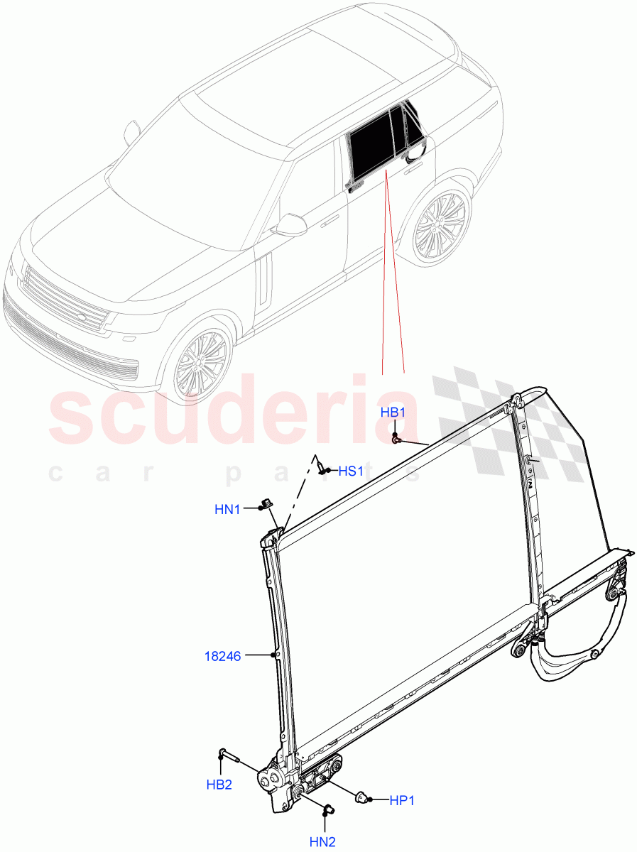 Rear Door Glass And Window Controls (Electric Rear Side Window Blinds) of Land Rover Land Rover Range Rover (2022+) [3.0 I6 Turbo Diesel AJ20D6]