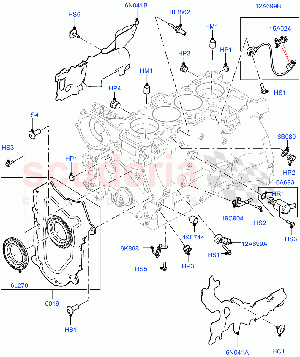 Cylinder Block And Plugs (2.0L AJ200P Hi PHEV) ((V) FROMJA000001) of Land Rover Land Rover Range Rover Sport (2014+) [2.0 Turbo Petrol AJ200P]