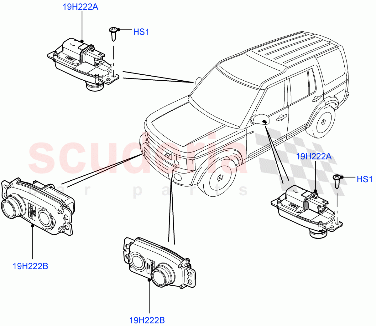 Camera Equipment(Front)((V)FROMAA000001,(V)TODA999999) of Land Rover Land Rover Discovery 4 (2010-2016) [5.0 OHC SGDI NA V8 Petrol]