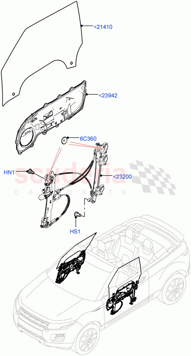 Front Door Glass & Window Controls(2 Door Convertible,Halewood (UK)) of Land Rover Land Rover Range Rover Evoque (2012-2018) [2.0 Turbo Diesel]