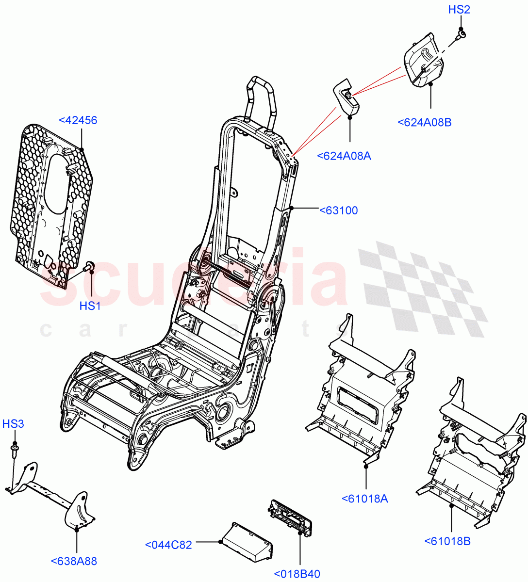 Front Seat Frame (Centre Seat) (Short Wheelbase, Console - Centre Seat, Standard Wheelbase) of Land Rover Land Rover Defender (2020+) [3.0 I6 Turbo Diesel AJ20D6]