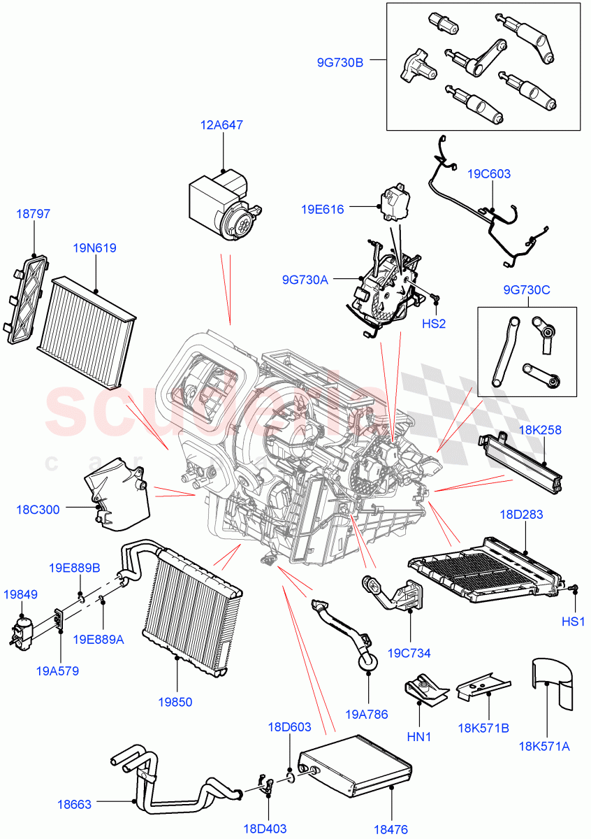 Heater/Air Cond.Internal Components(Main Unit)(Halewood (UK))((V)FROMMH000001) of Land Rover Land Rover Discovery Sport (2015+) [1.5 I3 Turbo Petrol AJ20P3]