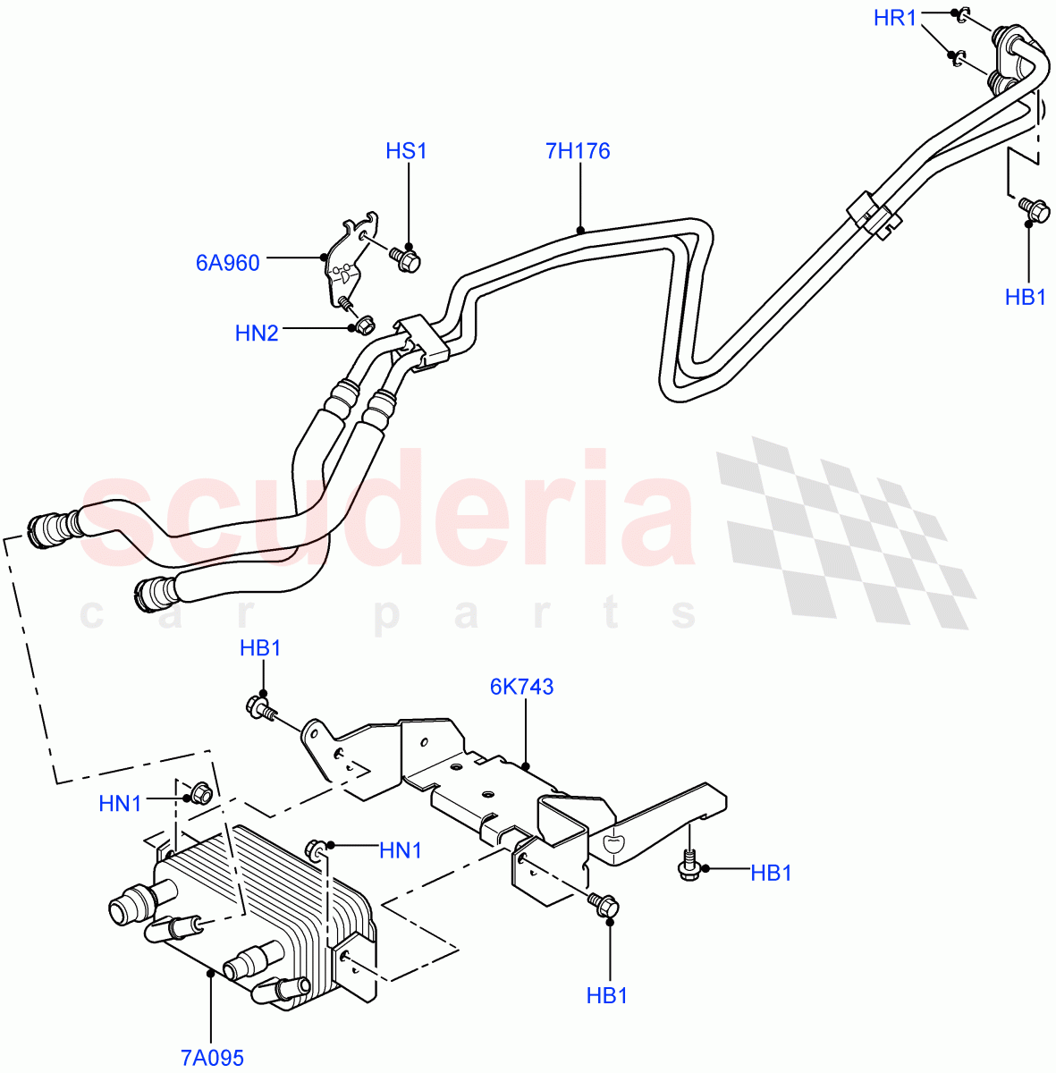Transmission Cooling Systems (6 Speed Auto ZF 6HP26 Steptronic) ((V) FROM7A000001, (V) TO9A999999) of Land Rover Land Rover Range Rover Sport (2005-2009) [4.4 AJ Petrol V8]