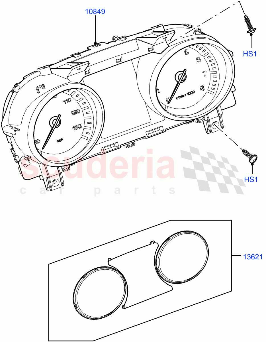 Instrument Cluster(Solihull Plant Build)((V)FROMHA000001,(V)TOHA999999) of Land Rover Land Rover Discovery 5 (2017+) [3.0 Diesel 24V DOHC TC]