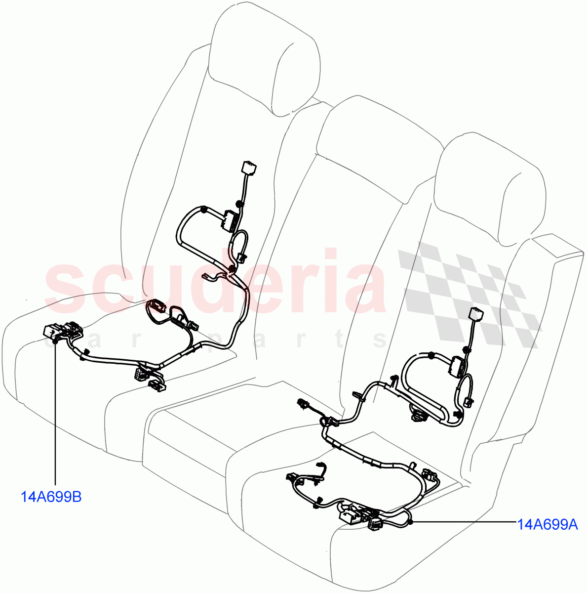 Wiring - Seats(Rear Seats)(With 60/40 Power Fold Thru Rr Seat,With 60/40 Manual Fold Thru Rr Seat)((V)FROMJA000001,(V)TOJA999999) of Land Rover Land Rover Range Rover (2012-2021) [3.0 I6 Turbo Petrol AJ20P6]