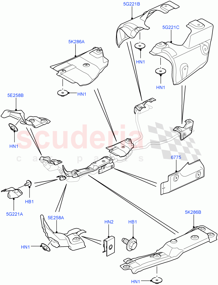 Heat Shields - Exhaust System(3.0L DOHC GDI SC V6 PETROL)((V)FROMEA000001) of Land Rover Land Rover Discovery 4 (2010-2016) [3.0 DOHC GDI SC V6 Petrol]