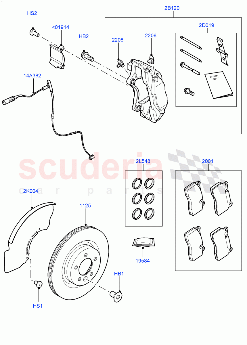 Front Brake Discs And Calipers(Front Disc And Caliper Size 20)((V)FROMGA000001,(V)TOGA150000) of Land Rover Land Rover Range Rover Sport (2014+) [3.0 I6 Turbo Diesel AJ20D6]