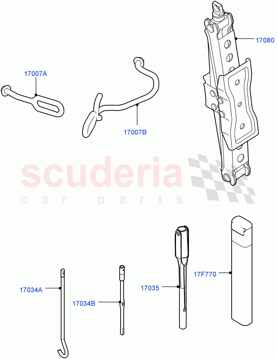 Tools(Nitra Plant Build)(19" Full Size Spare Wheel,21" Full Size Spare Wheel,With Mini Alloy Spare Wheel,20" Full Size Spare Wheel,22" Full Size Spare Wheel)((V)FROMK2000001,(V)TOL2421192) of Land Rover Land Rover Discovery 5 (2017+) [3.0 Diesel 24V DOHC TC]