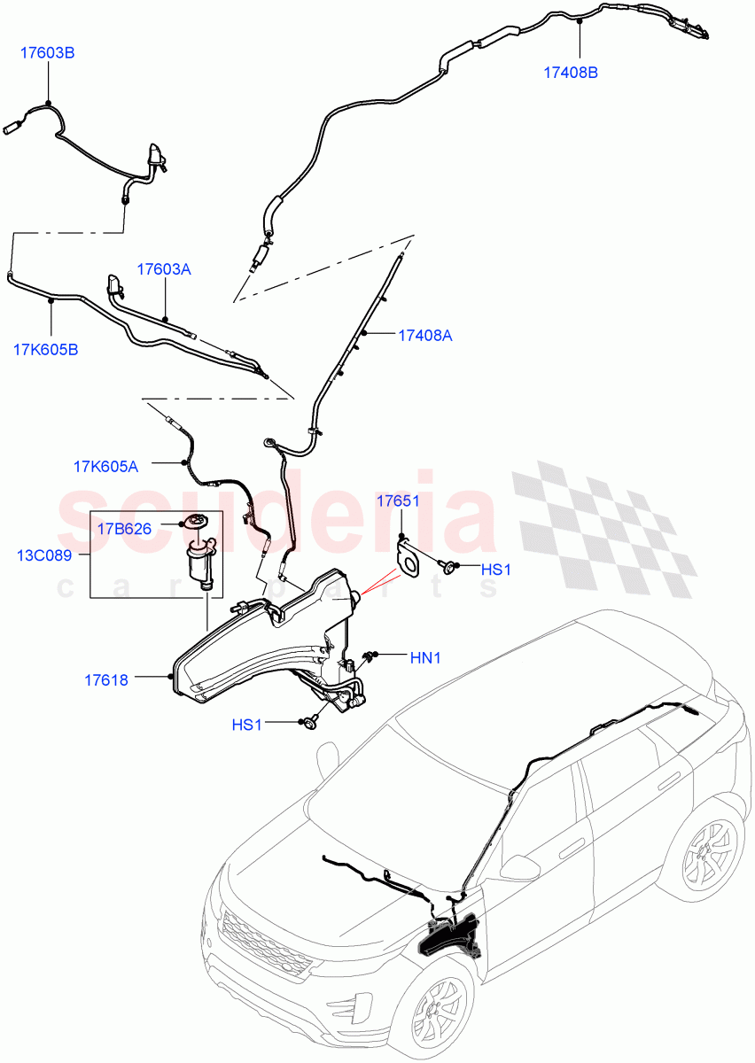 Windscreen Washer (Changsu (China)) of Land Rover Land Rover Range Rover Evoque (2019+) [2.0 Turbo Diesel AJ21D4]