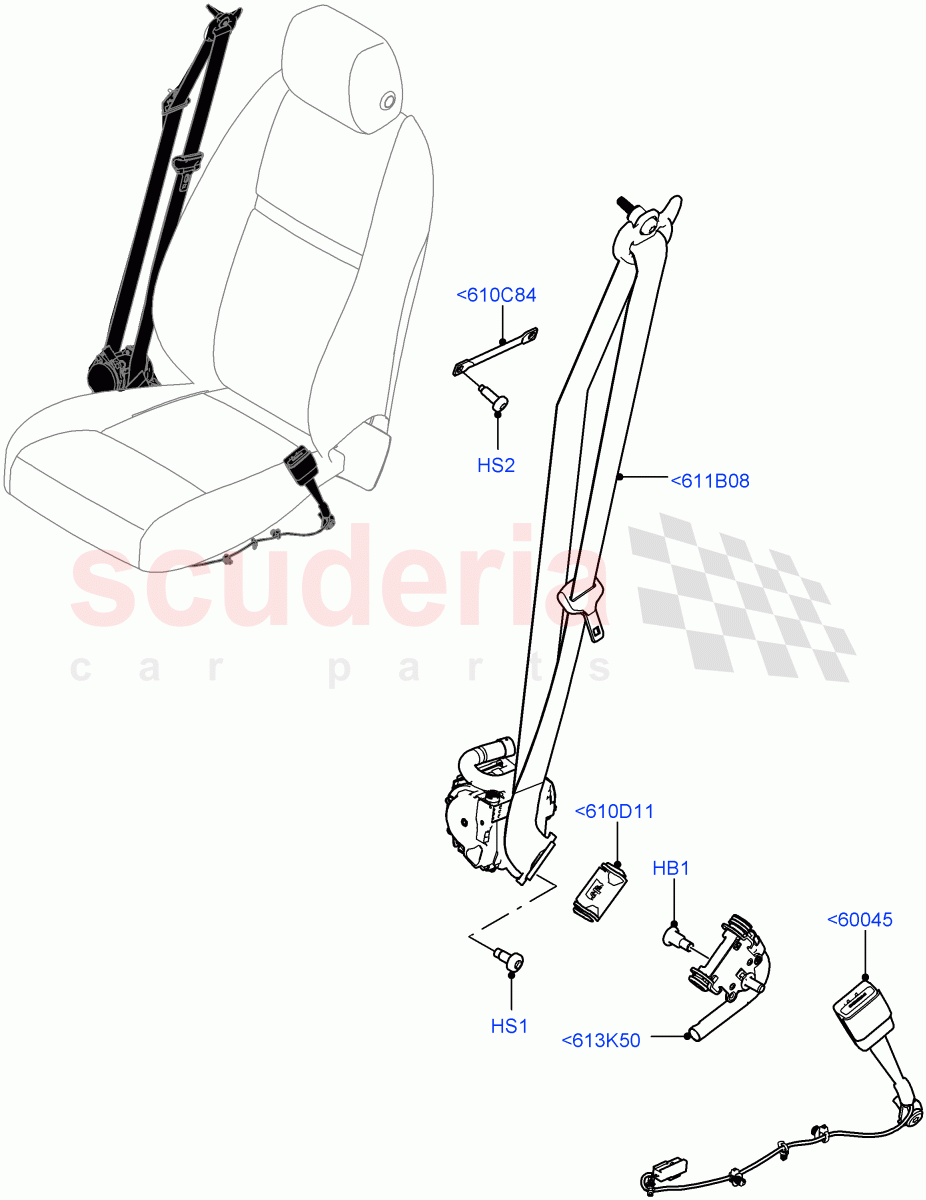 Front Seat Belts (Changsu (China)) of Land Rover Land Rover Range Rover Evoque (2019+) [2.0 Turbo Diesel]