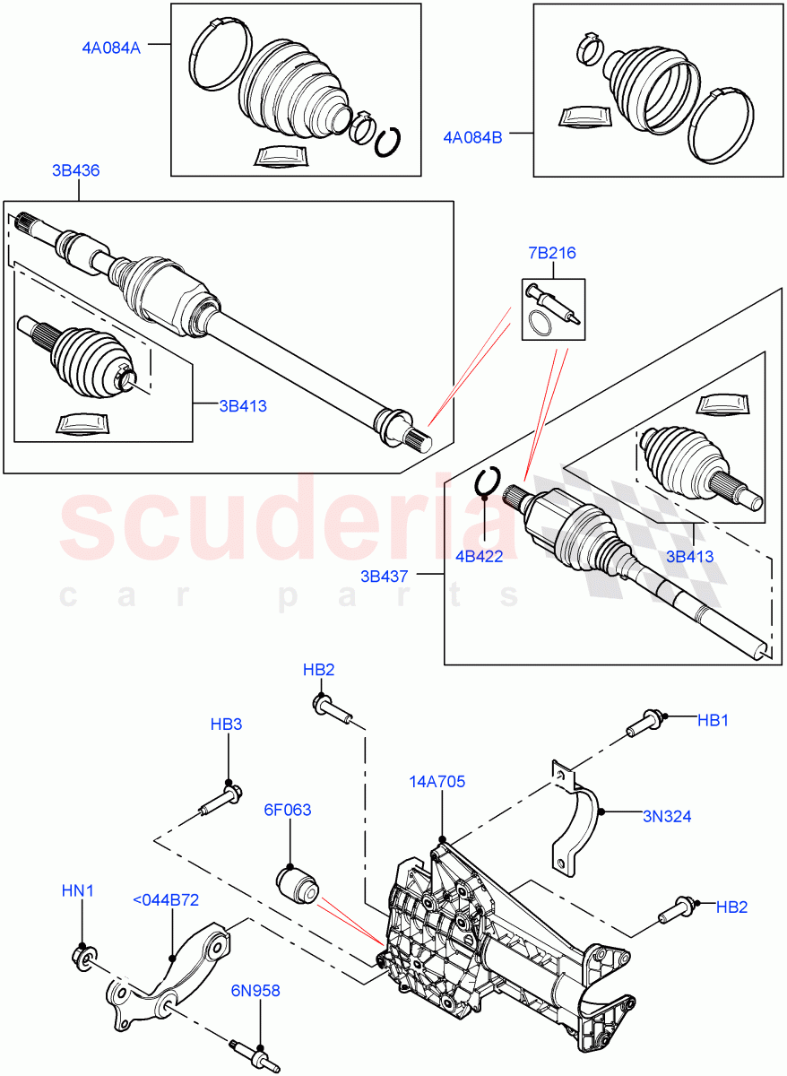 Drive Shaft - Front Axle Drive(1.5L AJ20P3 Petrol High PHEV,Halewood (UK),1.5L AJ20P3 Petrol High)((V)FROMLH000001) of Land Rover Land Rover Range Rover Evoque (2019+) [2.0 Turbo Diesel AJ21D4]