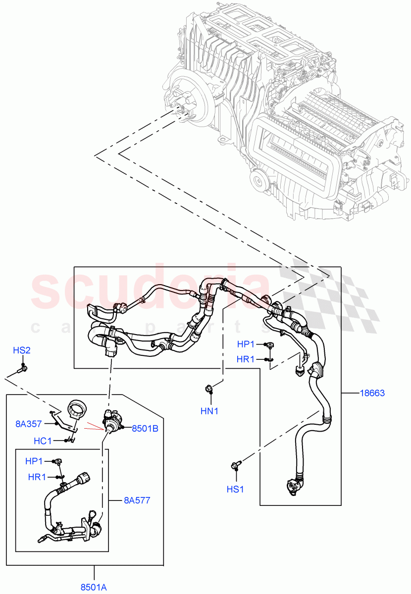 Heater Hoses (3.0L AJ20P6 Petrol High, With Ptc Heater, Premium Air Conditioning-Front/Rear, Less Heater) of Land Rover Land Rover Range Rover (2022+) [4.4 V8 Turbo Petrol NC10]