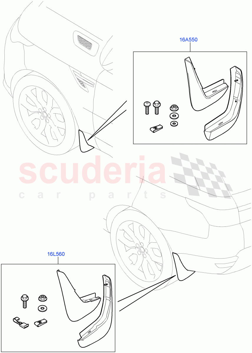 Mudflaps - Front & Rear(Accessory) of Land Rover Land Rover Range Rover Sport (2014+) [3.0 Diesel 24V DOHC TC]