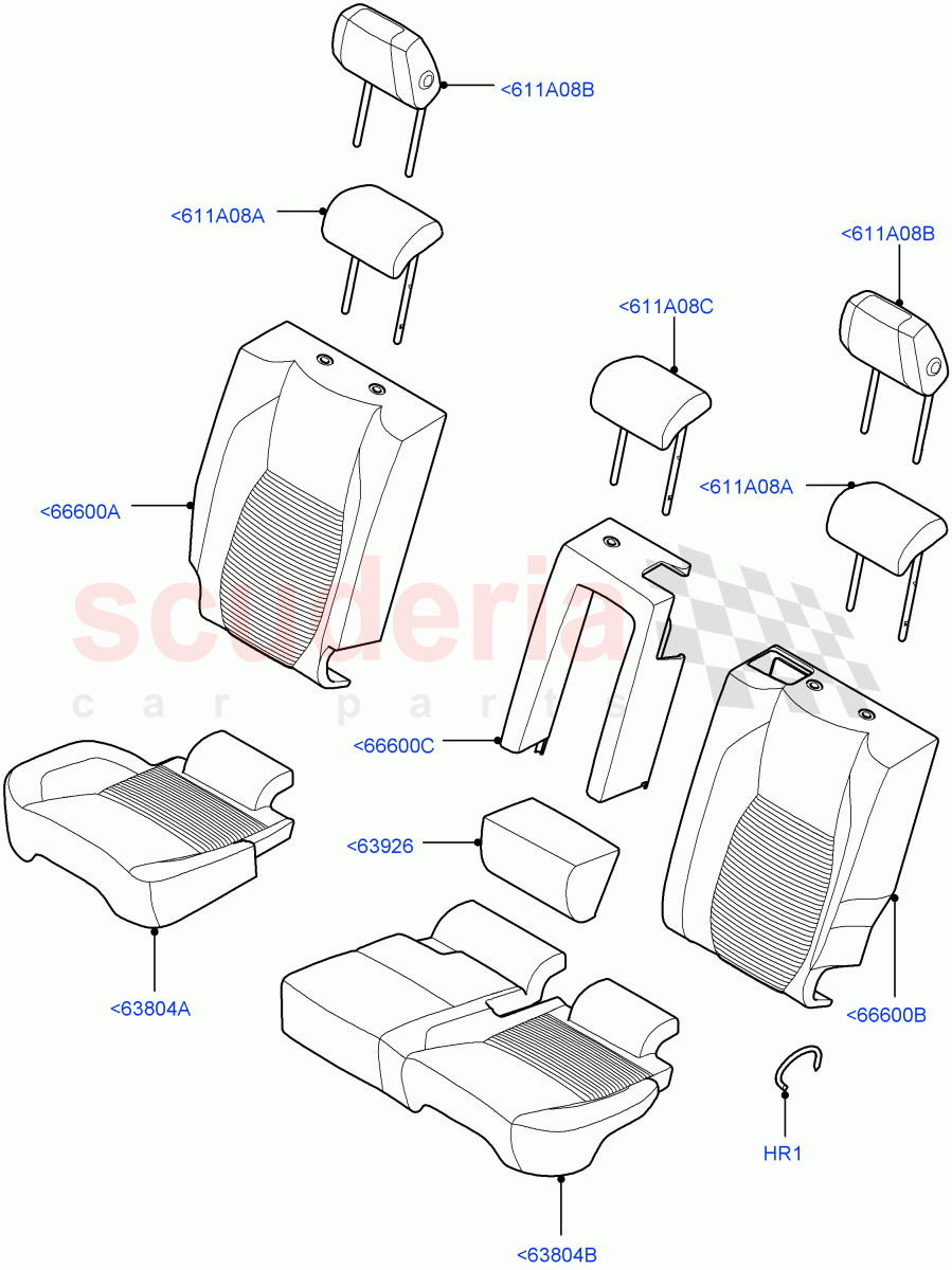 Rear Seat Covers(Miko/PVC,Halewood (UK),With 60/40 Manual Fold Thru Rr Seat)((V)FROMLH000001) of Land Rover Land Rover Discovery Sport (2015+) [2.2 Single Turbo Diesel]