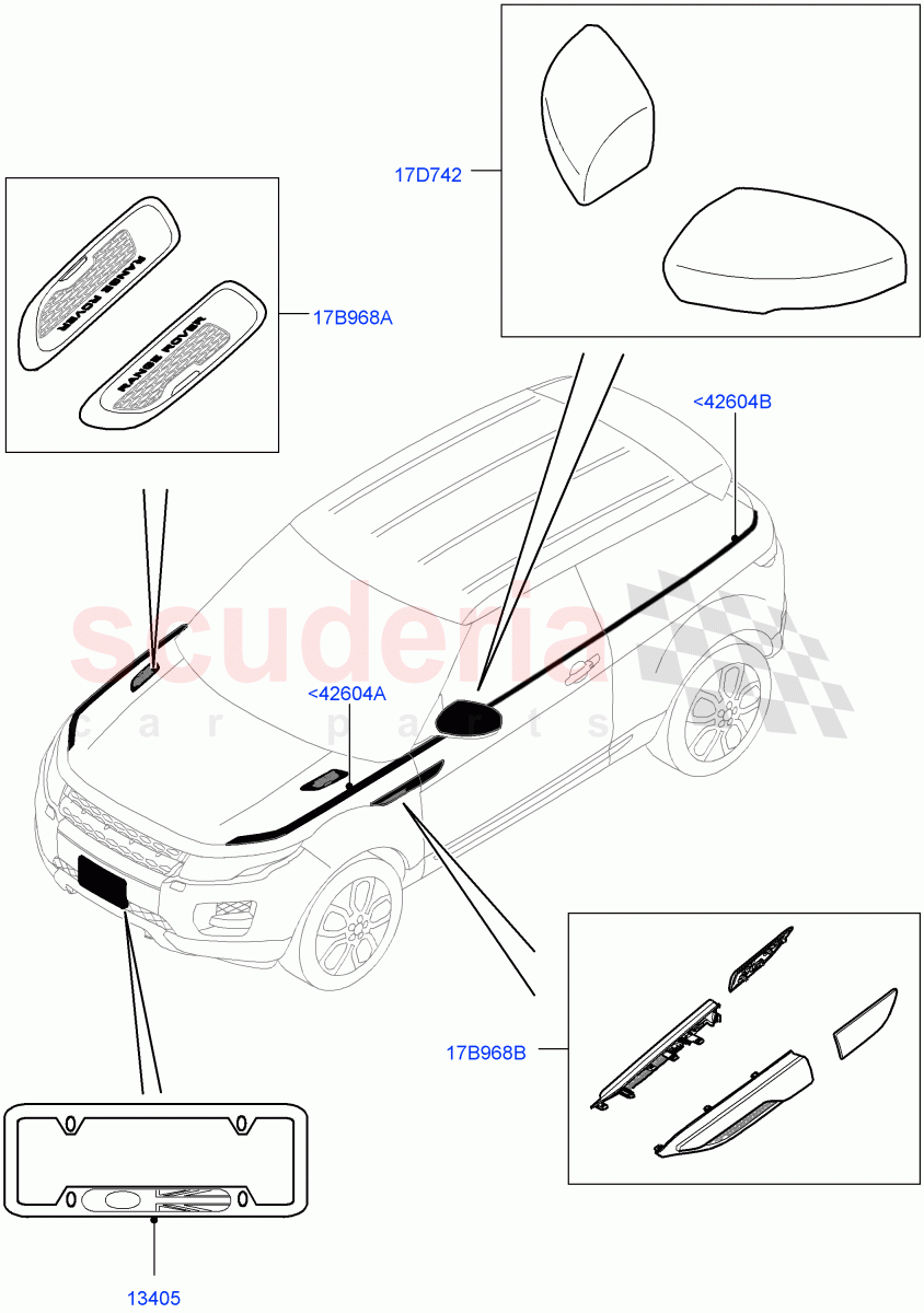 Exterior Body Styling Items (Accessory) (Halewood (UK), Itatiaia (Brazil)) of Land Rover Land Rover Range Rover Evoque (2012-2018) [2.0 Turbo Diesel]