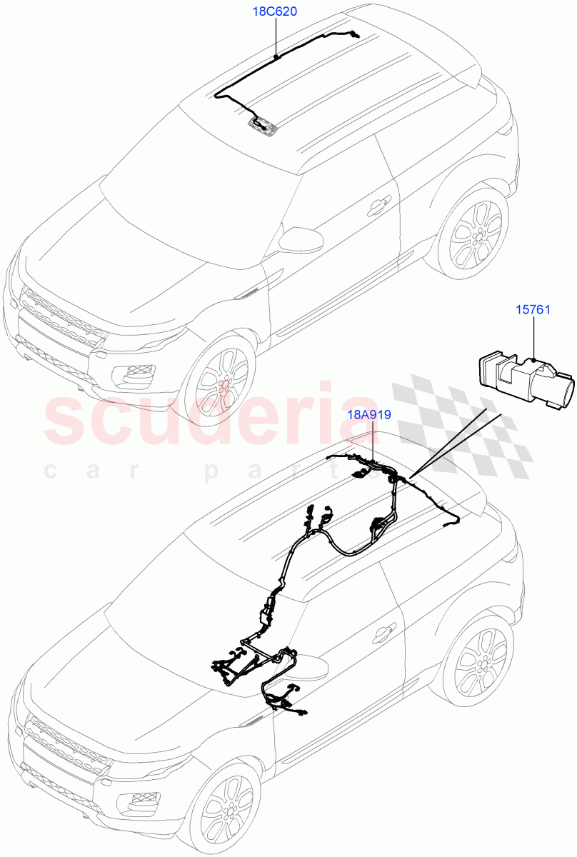 Electrical Wiring - Body And Rear (Audio/Navigation/Entertainment) (5 Door, Itatiaia (Brazil)) ((V) FROMGT000001) of Land Rover Land Rover Range Rover Evoque (2012-2018) [2.2 Single Turbo Diesel]