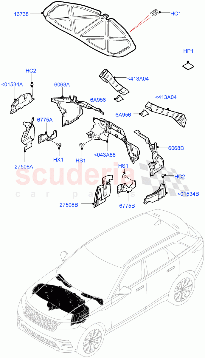 Insulators - Front (Engine Compartment) of Land Rover Land Rover Range Rover Velar (2017+) [3.0 I6 Turbo Diesel AJ20D6]