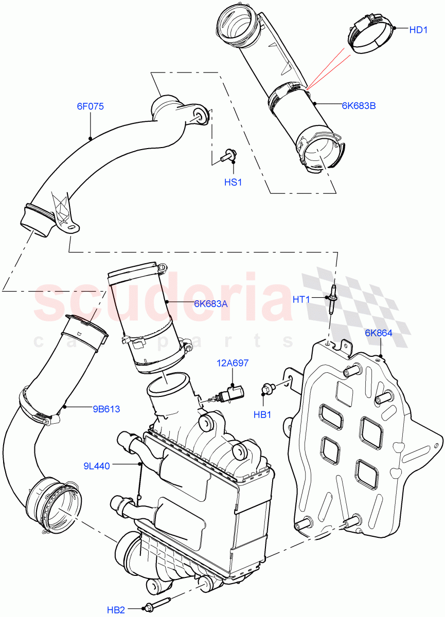 Intercooler/Air Ducts And Hoses(2.0L AJ20D4 Diesel LF PTA,Halewood (UK),2.0L AJ20D4 Diesel Mid PTA) of Land Rover Land Rover Discovery Sport (2015+) [2.0 Turbo Diesel]