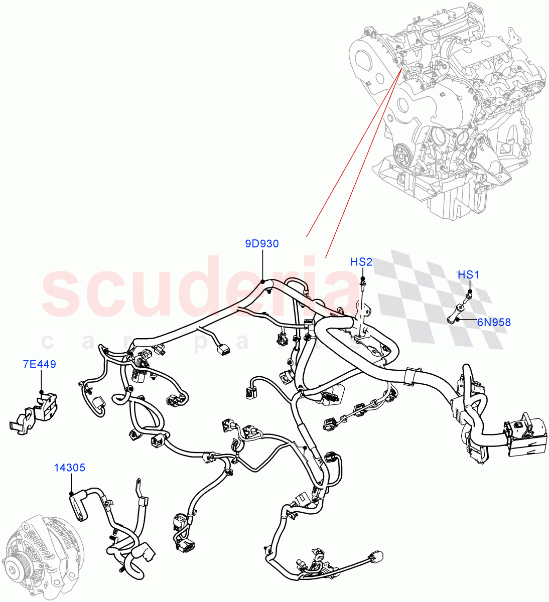 Electrical Wiring - Engine And Dash(3.0 V6 D Low MT ROW)((V)FROMHA000001) of Land Rover Land Rover Range Rover Sport (2014+) [3.0 Diesel 24V DOHC TC]