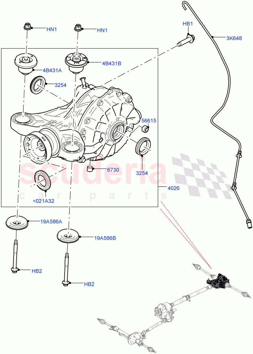 Rear Axle (2.0L I4 DSL HIGH DOHC AJ200, Rear Axle Open Style Differential) ((V) FROMHA000001) of Land Rover Land Rover Range Rover Sport (2014+) [5.0 OHC SGDI SC V8 Petrol]