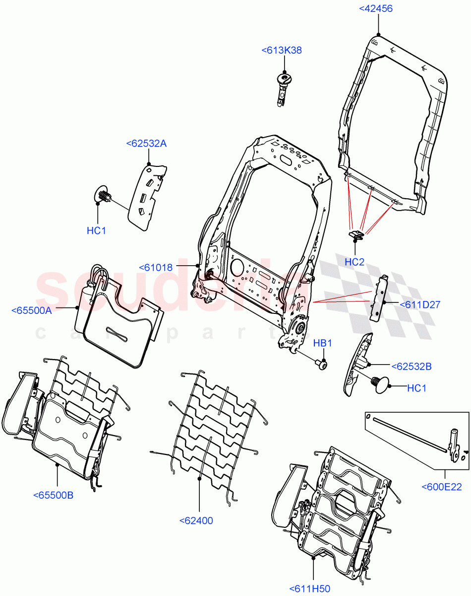 Front Seat Back(Solihull Plant Build)((V)FROMHA000001) of Land Rover Land Rover Discovery 5 (2017+) [2.0 Turbo Diesel]