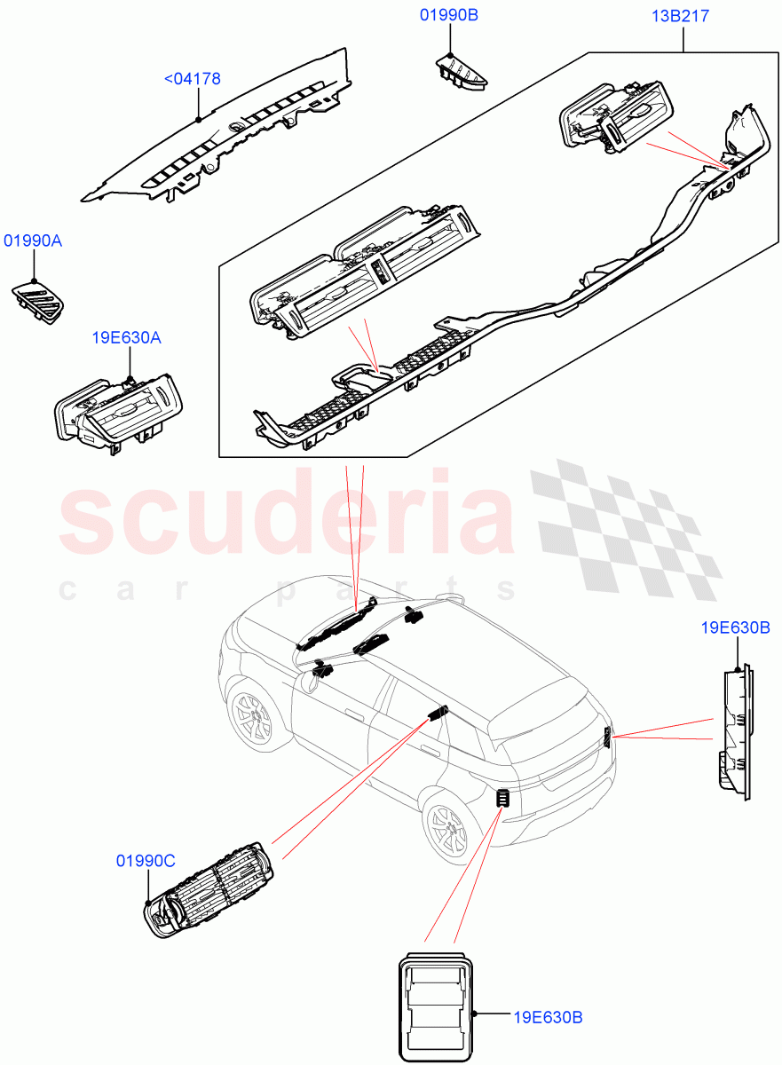Air Vents, Louvres And Ducts (External Components) (Halewood (UK)) of Land Rover Land Rover Range Rover Evoque (2019+) [1.5 I3 Turbo Petrol AJ20P3]
