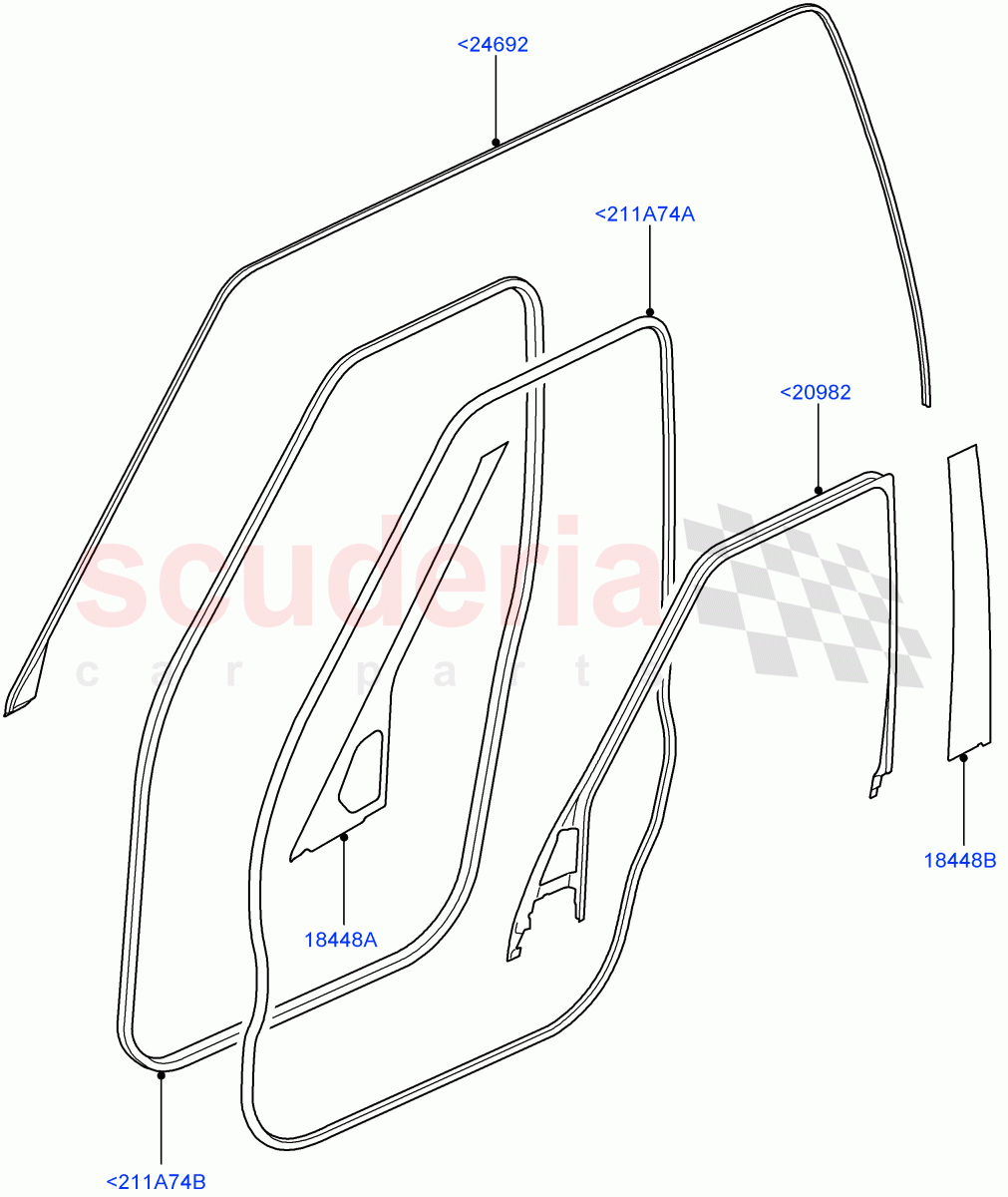 Front Doors, Hinges & Weatherstrips (Finisher And Seals) ((V) FROMAA000001) of Land Rover Land Rover Discovery 4 (2010-2016) [3.0 DOHC GDI SC V6 Petrol]