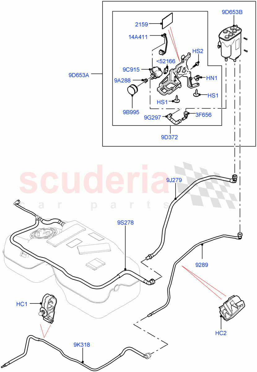 Fuel Lines (2.0L I4 High DOHC AJ200 Petrol, Arabic Language Label, Fuel Tank Filler Neck - DMTL, 2.0L I4 Mid DOHC AJ200 Petrol, Iraq Language Label, With ROW Language Label) ((V) FROMJH000001) of Land Rover Land Rover Discovery Sport (2015+) [2.0 Turbo Petrol AJ200P]
