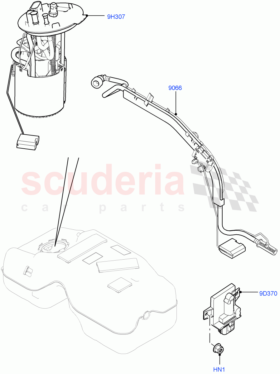 Fuel Pump And Sender Unit (2.0L I4 DSL MID DOHC AJ200, Halewood (UK), Less Emission Tank, 2.0L I4 DSL HIGH DOHC AJ200) of Land Rover Land Rover Discovery Sport (2015+) [2.0 Turbo Diesel]