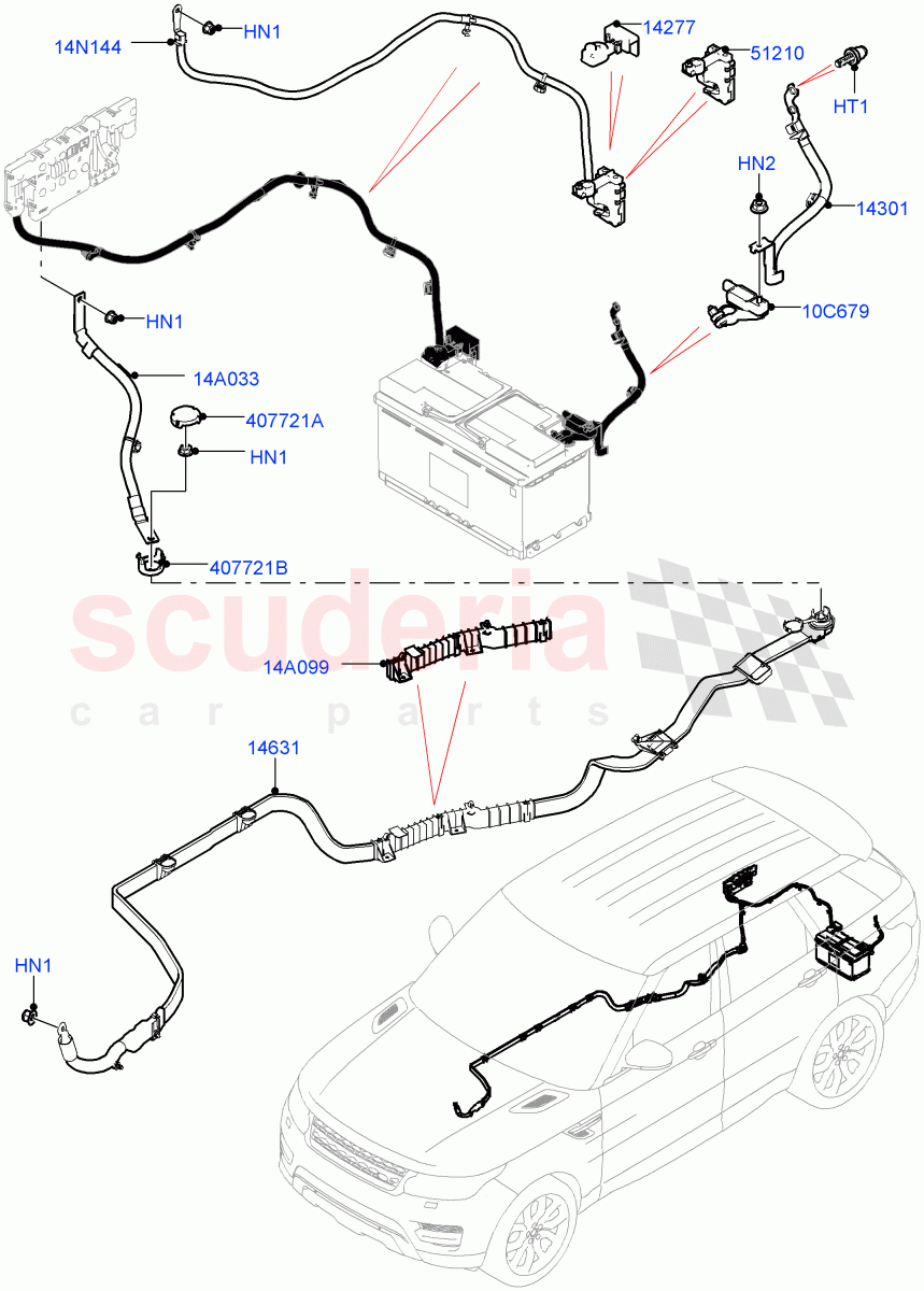 Battery Cables And Horn(Battery Cables)((V)FROMJA000001) of Land Rover Land Rover Range Rover Sport (2014+) [3.0 I6 Turbo Diesel AJ20D6]