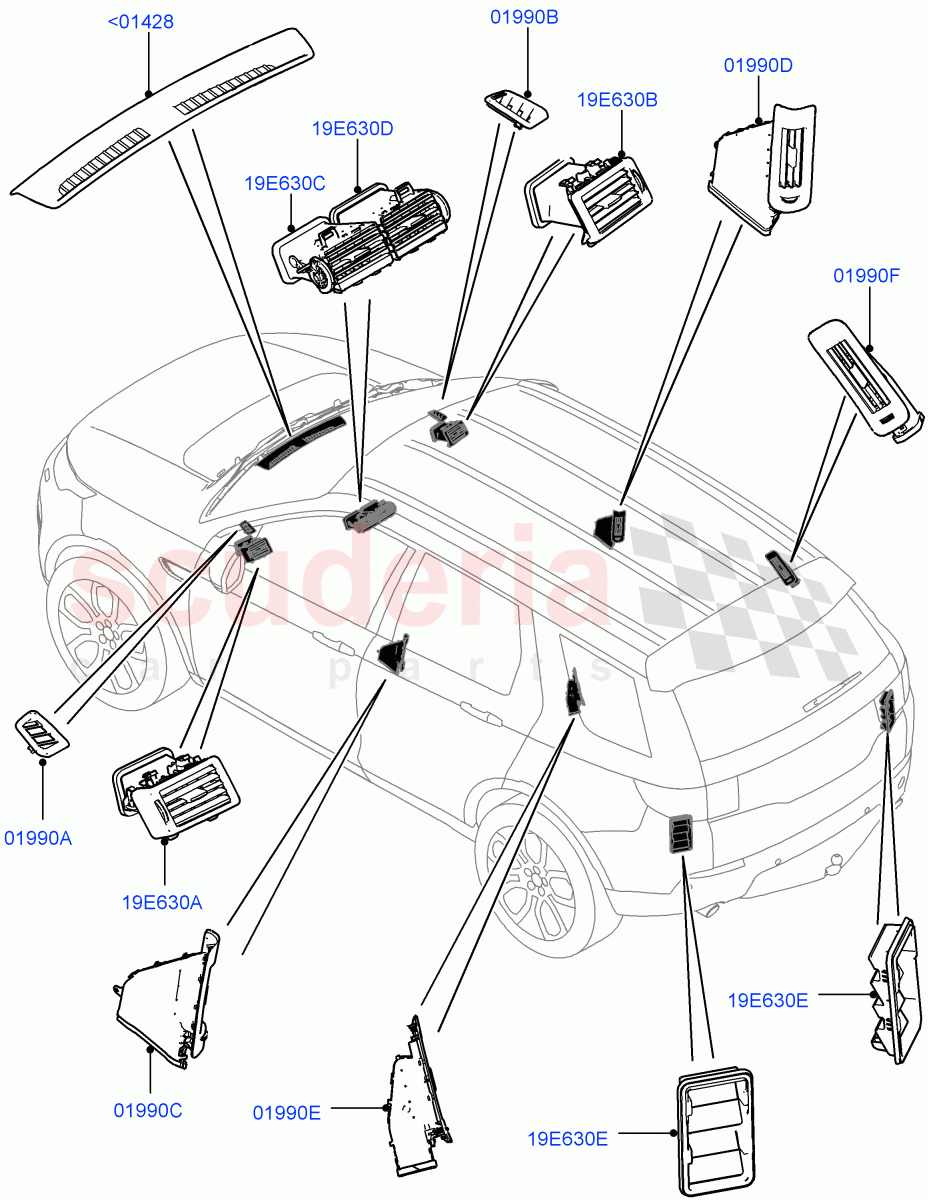 Air Vents, Louvres And Ducts (External Components) (Halewood (UK)) ((V) TOKH999999) of Land Rover Land Rover Discovery Sport (2015+) [2.0 Turbo Diesel AJ21D4]