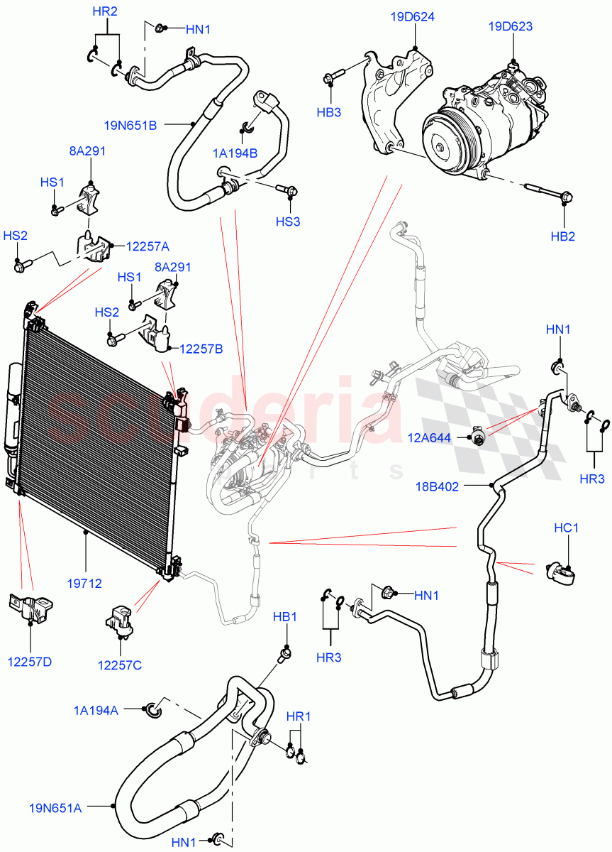 Air Conditioning Condensr/Compressr(Nitra Plant Build, Front)(3.0L AJ20D6 Diesel High)((V)FROMM2000001) of Land Rover Land Rover Discovery 5 (2017+) [2.0 Turbo Petrol AJ200P]