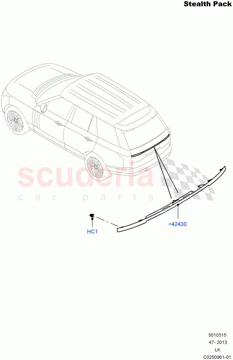 Luggage Compartment Door(Stealth Pack, Finisher And Seals)(With Black Gloss Grille)((V)FROMEA000001,(V)TOHA999999) of Land Rover Land Rover Range Rover (2012-2021) [2.0 Turbo Petrol AJ200P]