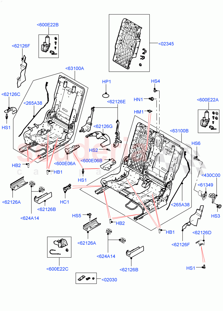 Rear Seat Base (Solihull Plant Build) (Version - Core, 60/40 Load Through With Slide) ((V) FROMHA000001) of Land Rover Land Rover Discovery 5 (2017+) [3.0 I6 Turbo Diesel AJ20D6]