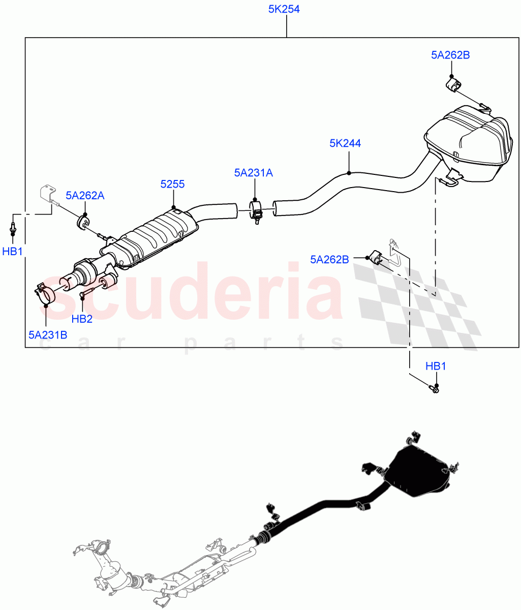 Rear Exhaust System (2.0L AJ20D4 Diesel Mid PTA, Itatiaia (Brazil)) ((V) FROMLT000001) of Land Rover Land Rover Discovery Sport (2015+) [2.0 Turbo Diesel]