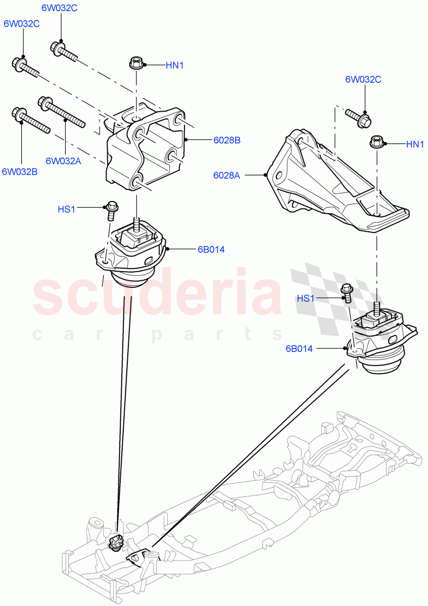 Engine Mounting (Lion Diesel 2.7 V6 (140KW)) ((V) FROMAA000001) of Land Rover Land Rover Discovery 4 (2010-2016) [3.0 DOHC GDI SC V6 Petrol]