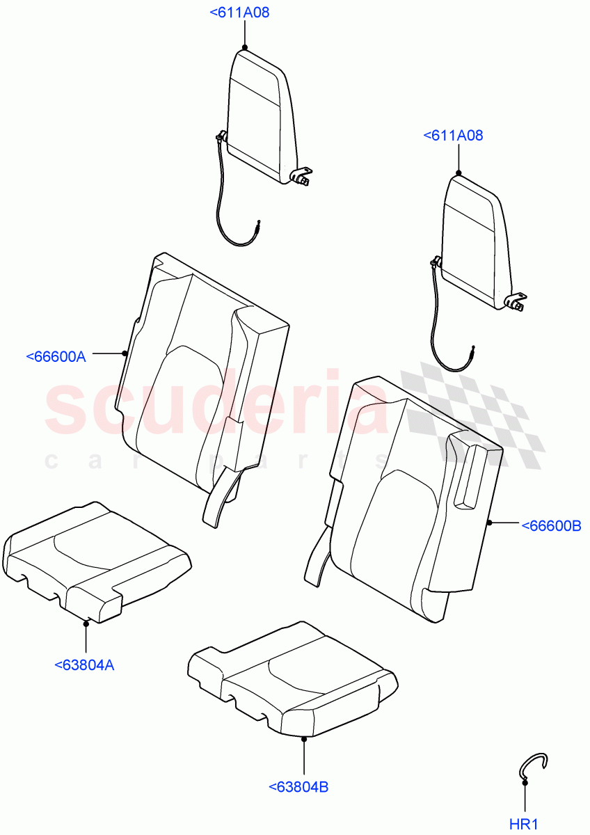 Rear Seat Covers(Standard Wheelbase,Thick Rawedge Leather/Prem Textile,With 3rd Row Double Seat) of Land Rover Land Rover Defender (2020+) [3.0 I6 Turbo Petrol AJ20P6]