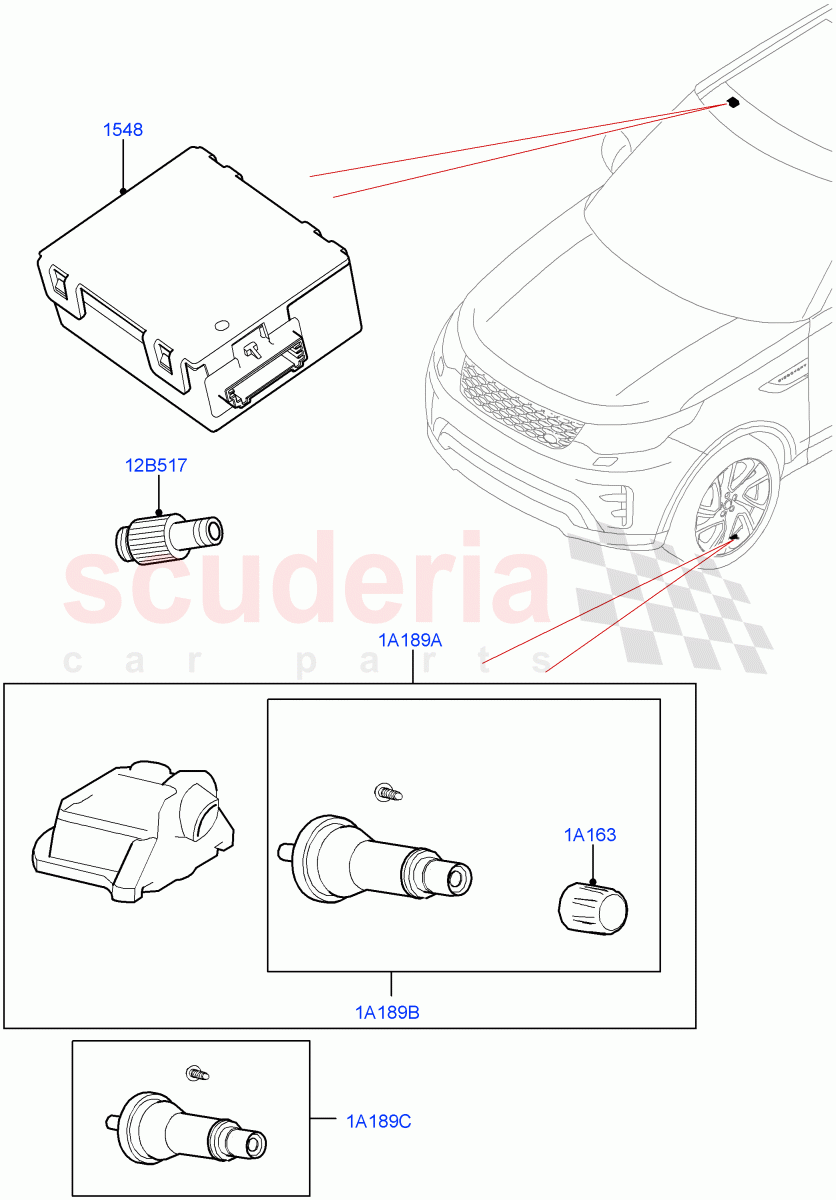 Tyre Pressure Monitor System (Nitra Plant Build) ((V) FROMM2450630) of Land Rover Land Rover Discovery 5 (2017+) [3.0 DOHC GDI SC V6 Petrol]