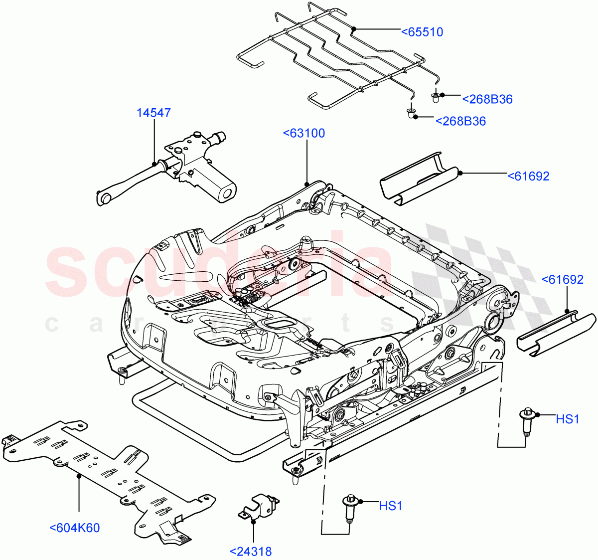 Front Seat Base (Manual Front Seat Adj Driver & Pass, Itatiaia (Brazil), Seat - Standard) ((V) FROMGT000001) of Land Rover Land Rover Range Rover Evoque (2012-2018) [2.0 Turbo Diesel]