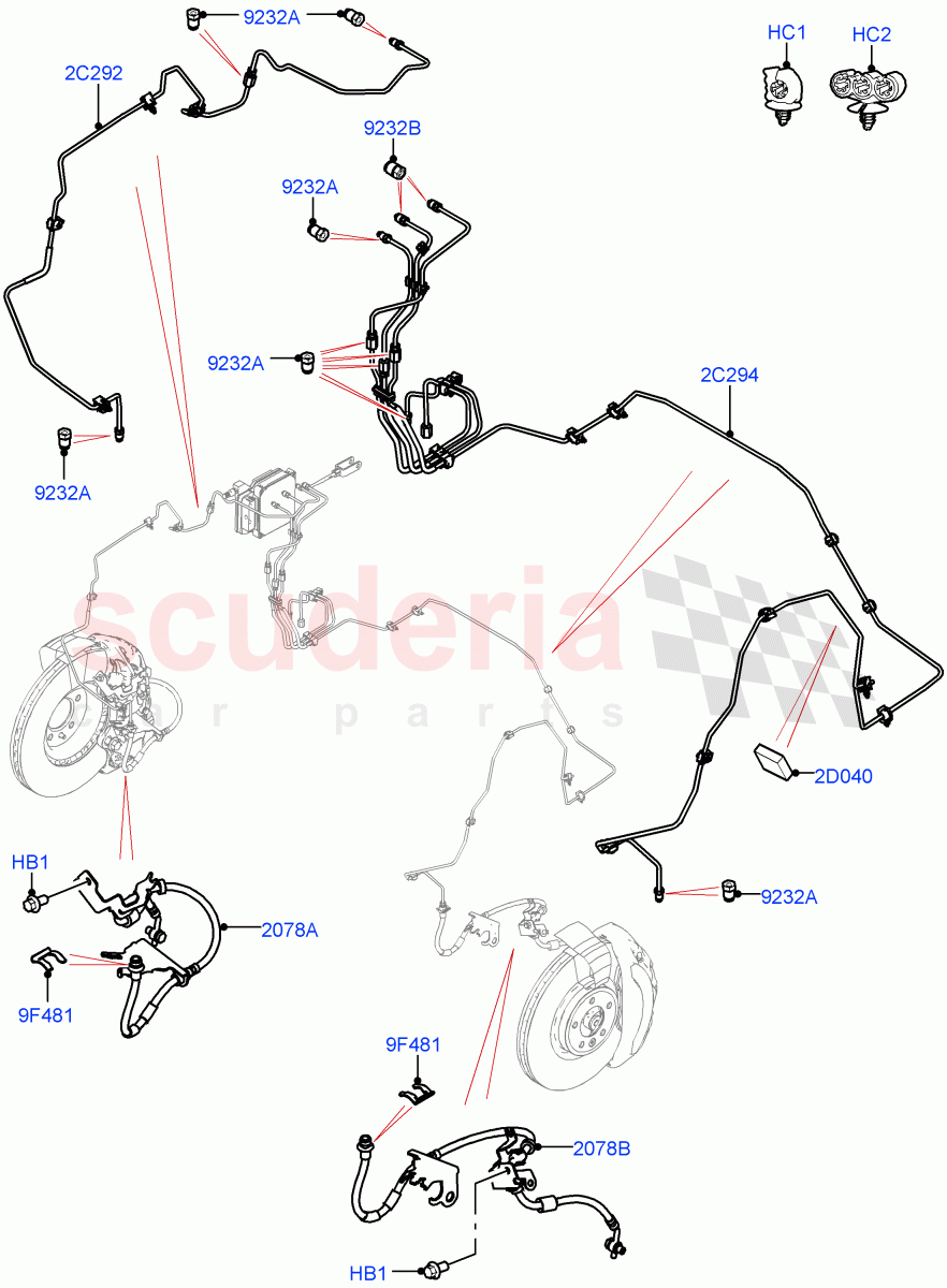 Front Brake Pipes (Nitra Plant Build) (RHD) ((V) FROMM2000001) of Land Rover Land Rover Discovery 5 (2017+) [3.0 I6 Turbo Diesel AJ20D6]