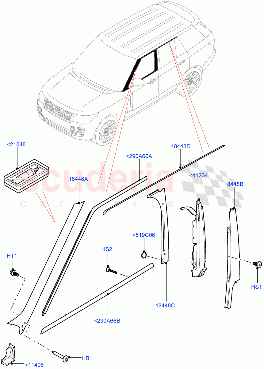Front Doors, Hinges & Weatherstrips (Finishers) of Land Rover Land Rover Range Rover (2012-2021) [5.0 OHC SGDI NA V8 Petrol]