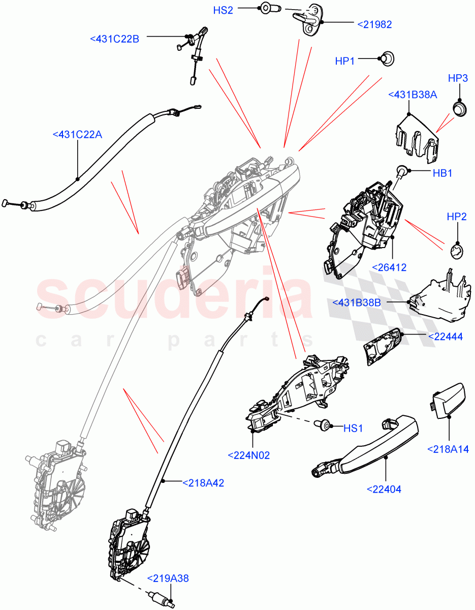 Rear Door Lock Controls((V)FROMJA000001) of Land Rover Land Rover Range Rover (2012-2021) [2.0 Turbo Petrol AJ200P]