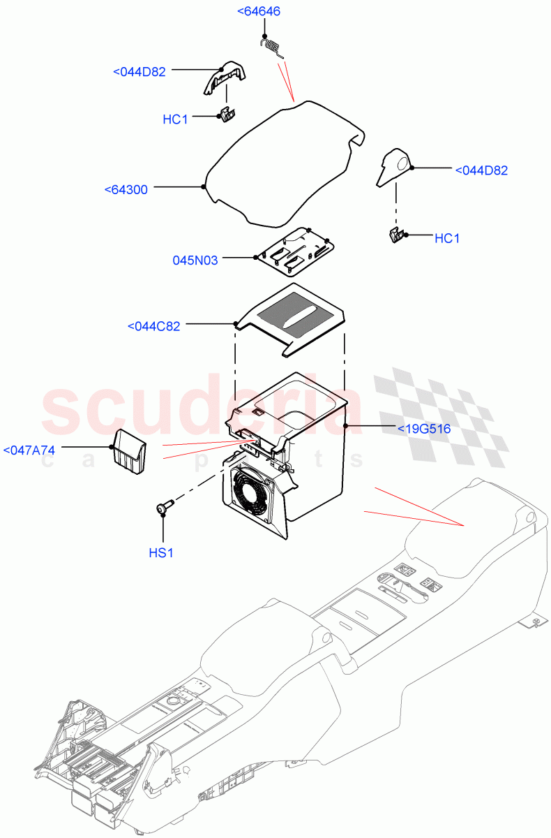 Console - Floor(Rear, For Stowage Boxes And Lids)(With 40/40 Split Individual Rr Seat) of Land Rover Land Rover Range Rover (2012-2021) [2.0 Turbo Petrol AJ200P]