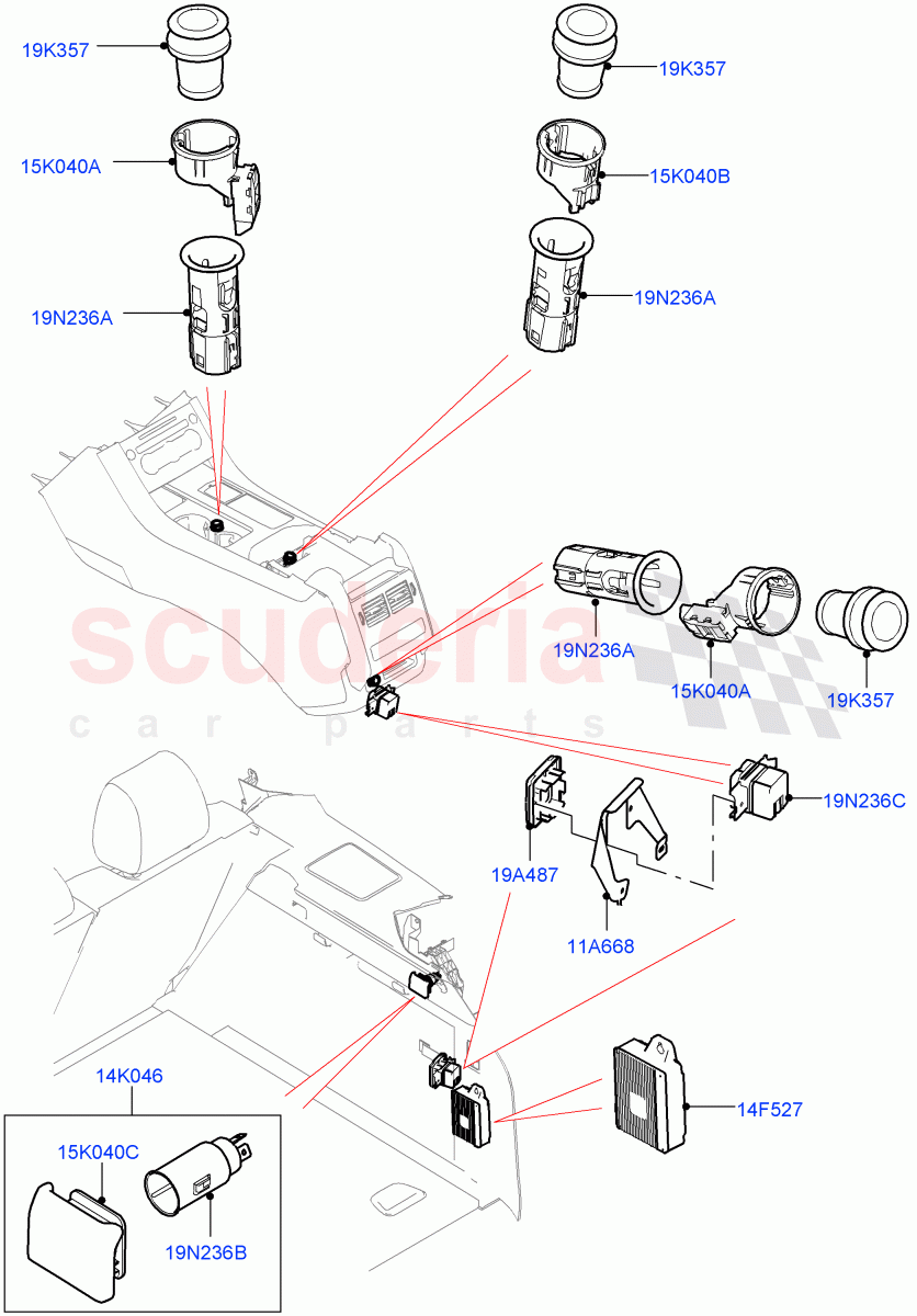 Auxiliary Electrical Power Points of Land Rover Land Rover Range Rover Sport (2014+) [5.0 OHC SGDI SC V8 Petrol]