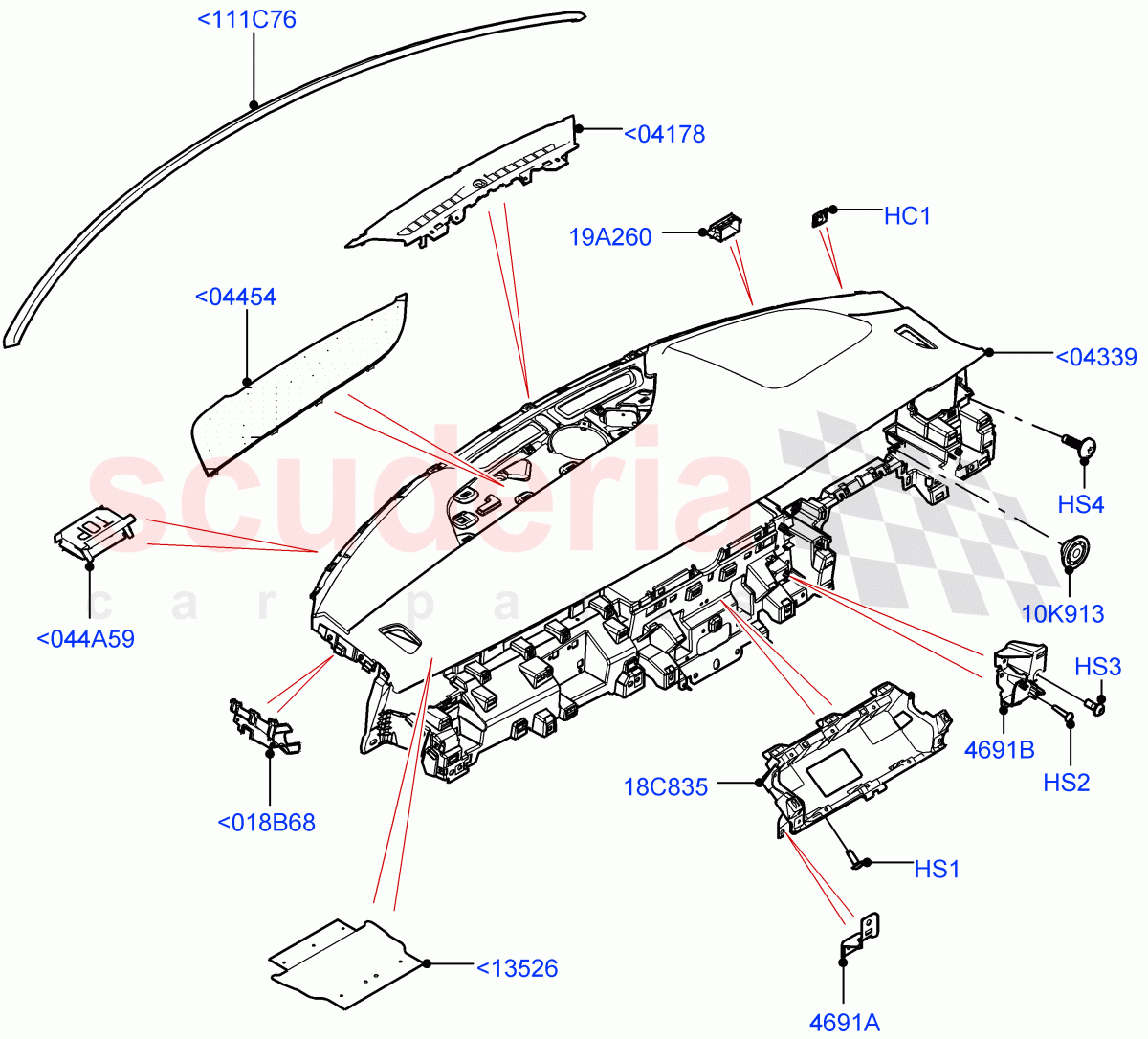 Instrument Panel (External Components, Upper) (Changsu (China), Less Head Up Display) of Land Rover Land Rover Range Rover Evoque (2019+) [2.0 Turbo Diesel]
